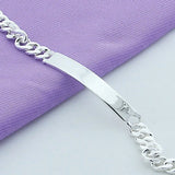 925 Silver 8mm Smooth Chain Bracelet Women Charm Jewelry
