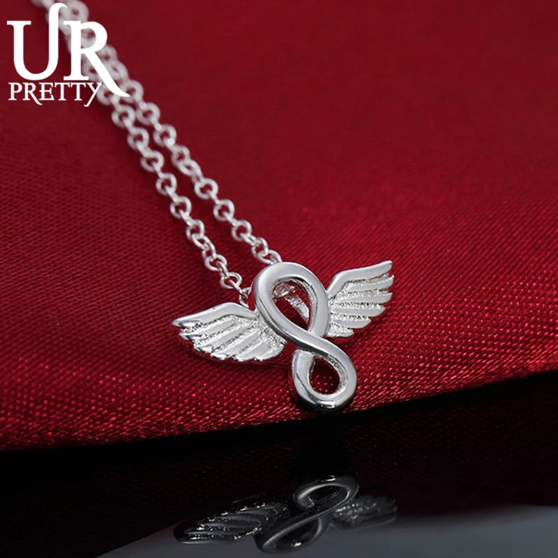 925 Silver Angel Number 8 Necklace 16-30 Inch Chain