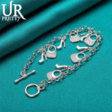925 Silver Bag Heeled Shoes Chain Bracelet Wedding Engagement Charm