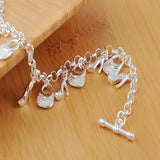 925 Silver Bag High-Heeled Shoes Chain Bracelet Wedding Engagement