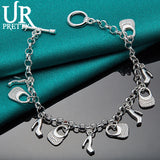 925 Silver Bag High-Heeled Shoes Chain Bracelet Wedding Engagement