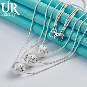 925 Silver Ball Round Snake Chain 18 Inch Necklace for Women