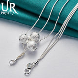 925 Silver Ball Round Snake Chain 18 Inch Necklace for Women