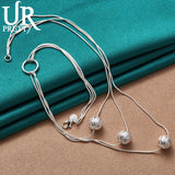 925 Silver Ball Round Snake Chain 18 Inch Necklace for Women