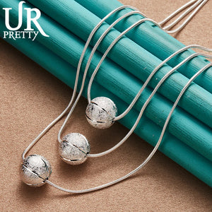925 Silver Ball Round Snake Chain 18 Inch Necklace for Women