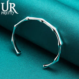 925 Silver Bamboo Bangle Bracelet for Women Wedding Halloween Gift