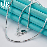925 Silver Bamboo Chain Necklace 16/20 Inch