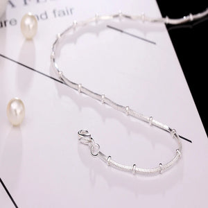 925 Silver Bamboo Chain Necklace 20 Inch Man Woman Wedding Jewelry