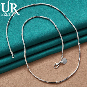 925 Silver Bamboo Chain Necklace 16/20 Inch