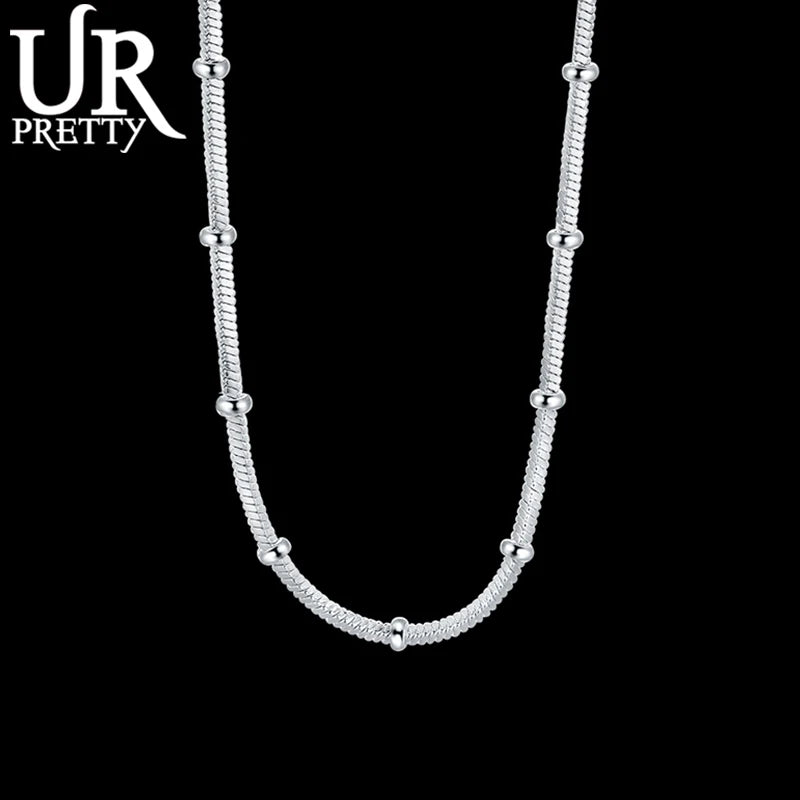 925 Silver Bamboo Chain Necklace 20 Inch Man Woman Wedding Jewelry