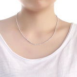 925 Silver Bamboo Chain Necklace 20 Inch Man Woman Wedding Jewelry