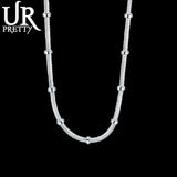 925 Silver Bamboo Chain Necklace 20 Inch Man Woman Wedding Jewelry