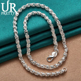 925 Silver Beaded Necklace 20/24 Inch Chain Wedding Engagement Party Jewelry