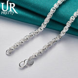 925 Silver Beaded Necklace 20/24 Inch Chain Wedding Engagement Party Jewelry