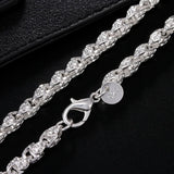 925 Silver Beaded Necklace 20/24 Inch Chain Woman Men Wedding Engagement