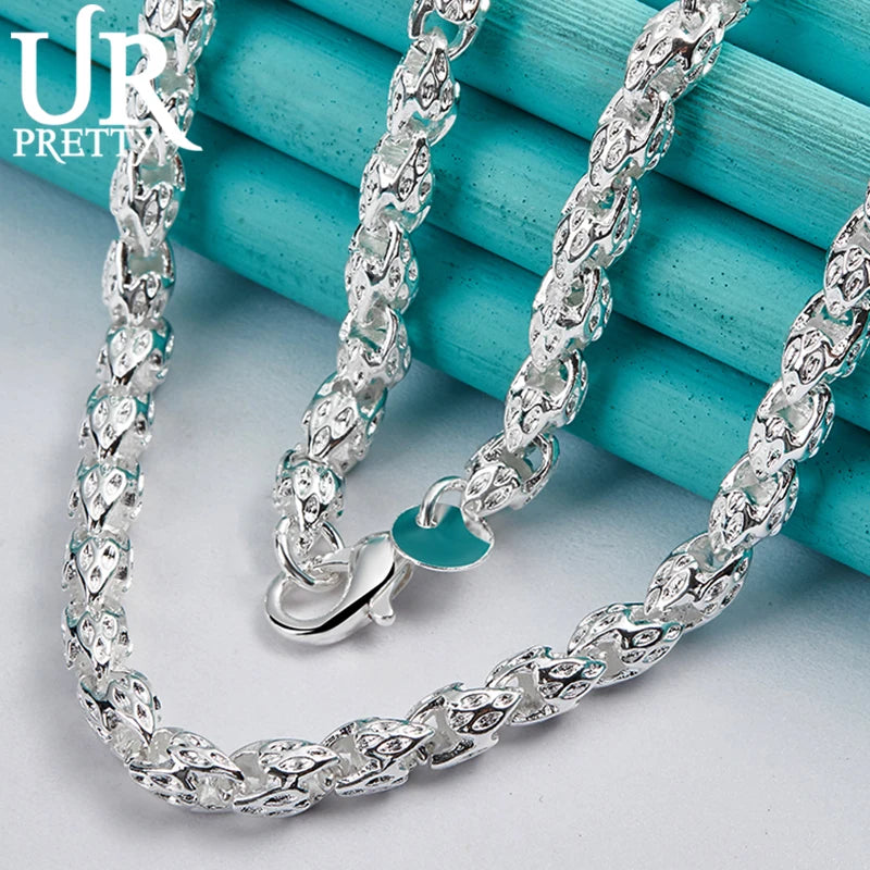 925 Silver Beaded Necklace 20/24 Inch Chain Wedding Engagement Party Jewelry