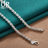 925 Silver Beaded Necklace 20/24 Inch Chain Woman Men Wedding Engagement