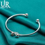 925 Silver Bell Bangle Bracelet For Women Wedding Engagement Party