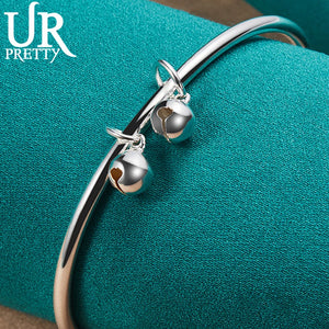 925 Silver Bell Bangle Bracelet For Women Wedding Engagement Party