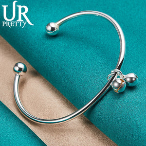 925 Silver Bell Bangle Bracelet For Women Wedding Engagement Party