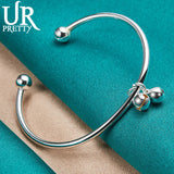 925 Silver Bell Bangle Bracelet For Women Wedding Engagement Party