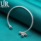 925 Silver Bell Bangle Bracelet For Women Wedding Engagement Party