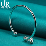 925 Silver Bell Bangle Bracelet For Women Wedding Engagement Party