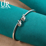 925 Silver Bell Bangle Bracelet For Women Wedding Engagement Party