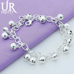 925 Silver Bell Ball Bead Chain Bracelet Wedding Engagement Jewelry