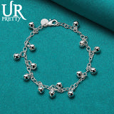 925 Silver Bell Ball Bead Chain Bracelet Wedding Charm Jewelry