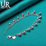 925 Silver Bell Ball Bead Chain Bracelet Wedding Charm Jewelry