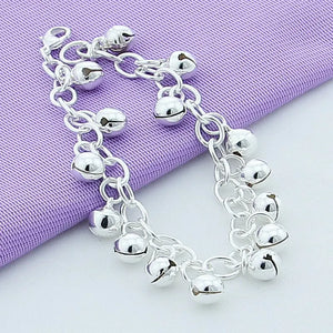925 Silver Bell Ball Bead Chain Bracelet Wedding Engagement Jewelry