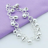 925 Silver Bell Ball Bead Chain Bracelet Wedding Engagement Jewelry