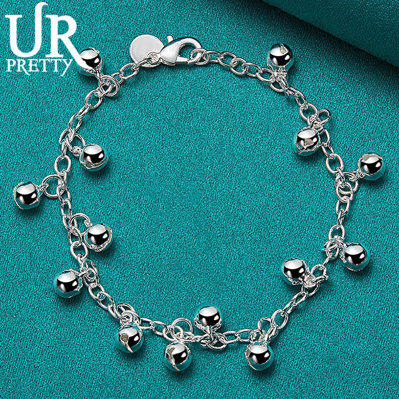 925 Silver Bell Ball Bead Chain Bracelet Wedding Charm Jewelry
