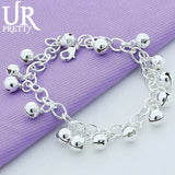 925 Silver Bell Ball Bead Chain Bracelet Wedding Engagement Jewelry