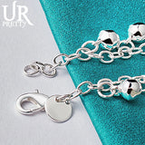 925 Silver Bell Ball Bead Chain Bracelet Wedding Engagement Jewelry