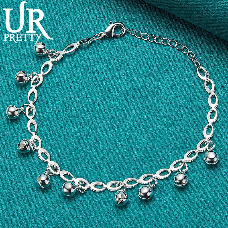 925 Silver Bell Chain Bracelet Women Engagement Wedding Jewelry