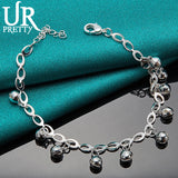 925 Silver Bell Chain Bracelet Women Engagement Wedding Jewelry
