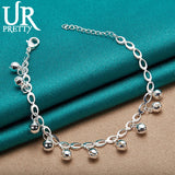 925 Silver Bell Chain Bracelet Women Engagement Wedding Jewelry