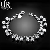 925 Silver Bell Sounds Chain Bracelet Women Wedding Engagement Party