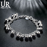 925 Silver Bell Sounds Chain Bracelet Women Wedding Engagement Party