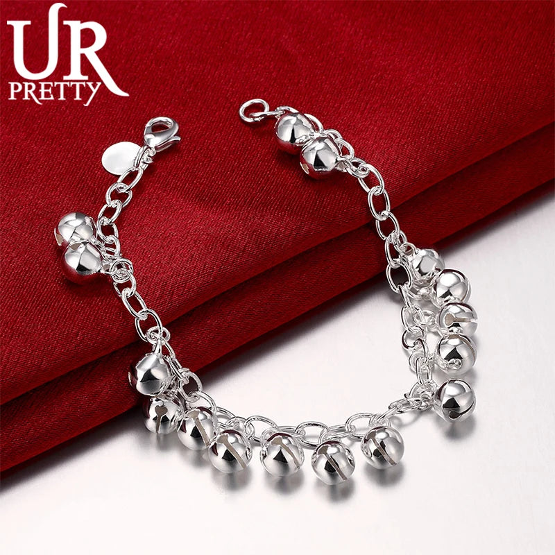 925 Silver Bell Sounds Chain Bracelet Women Wedding Engagement Party
