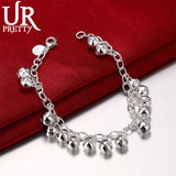 925 Silver Bell Sounds Chain Bracelet Women Wedding Engagement Party