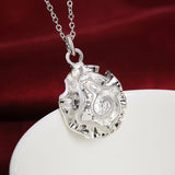 925 Silver Big Flower Pendant Necklace 16-30" Chain Wedding Jewelry