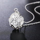 925 Silver Big Flower Pendant Necklace 16-30" Chain Wedding Jewelry