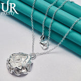 925 Silver Flower Pendant Necklace 16-30 Inch Chain Wedding Jewelry