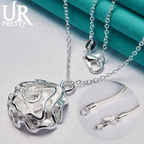 925 Silver Flower Pendant Necklace 16-30 Inch Chain Wedding Jewelry