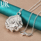 925 Silver Flower Pendant Necklace 16-30 Inch Chain Wedding Jewelry