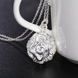 925 Silver Big Flower Pendant Necklace 16-30" Chain Wedding Jewelry