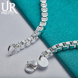 925 Sterling Silver Square Tube Chain Bracelet for Women